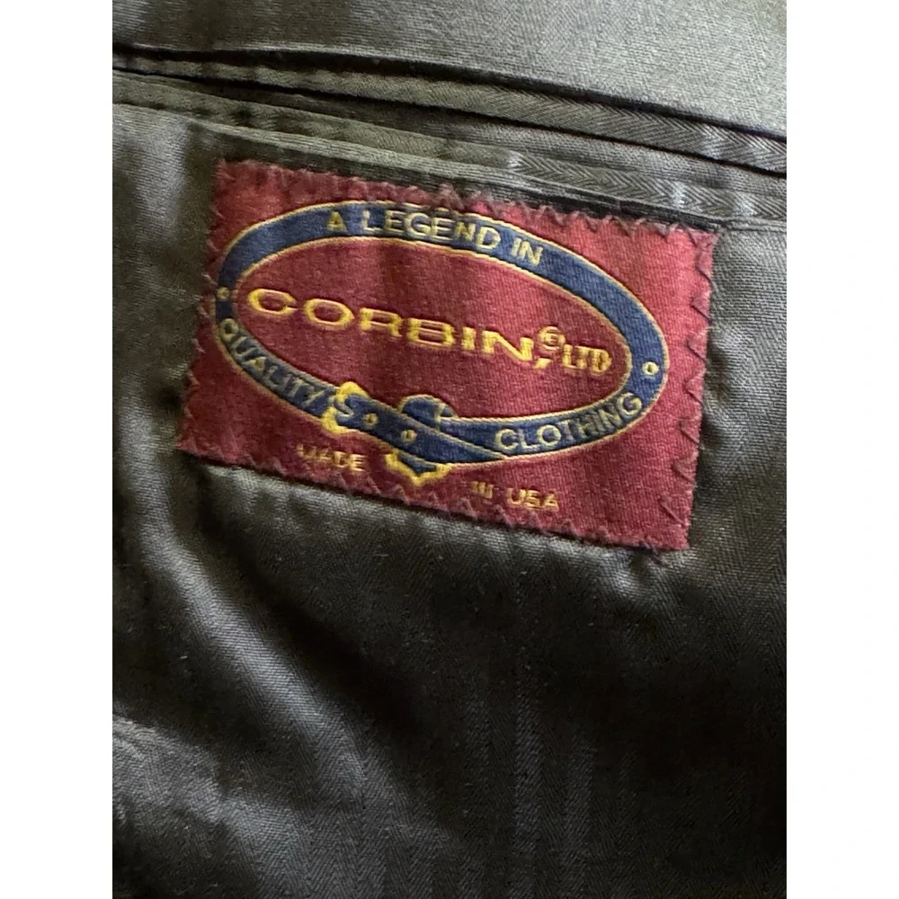 Corbin Ltd Gray‎ 2 Piece Suit Mens Blazer Pants USA Made Union Wool 42R